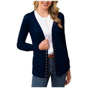 Women's Size 3XL Solid Button Front Knitwears Long Sleeve Casual Cardigans